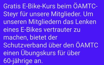 E-Bike-Kurs vom ÖAMTC verschoben auf 30. Juni