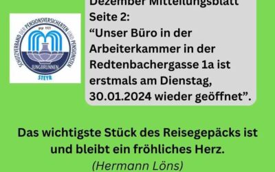 Büro ist ab Di 30.01.2024 wieder offen